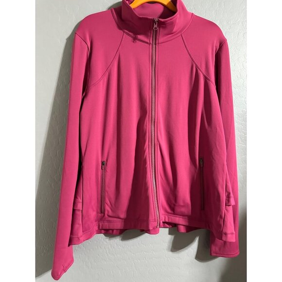 Isabella Activewear Women's Ruffle Back Peplum Jacket Amore Knit Size XL NWT - Picture 1 of 6